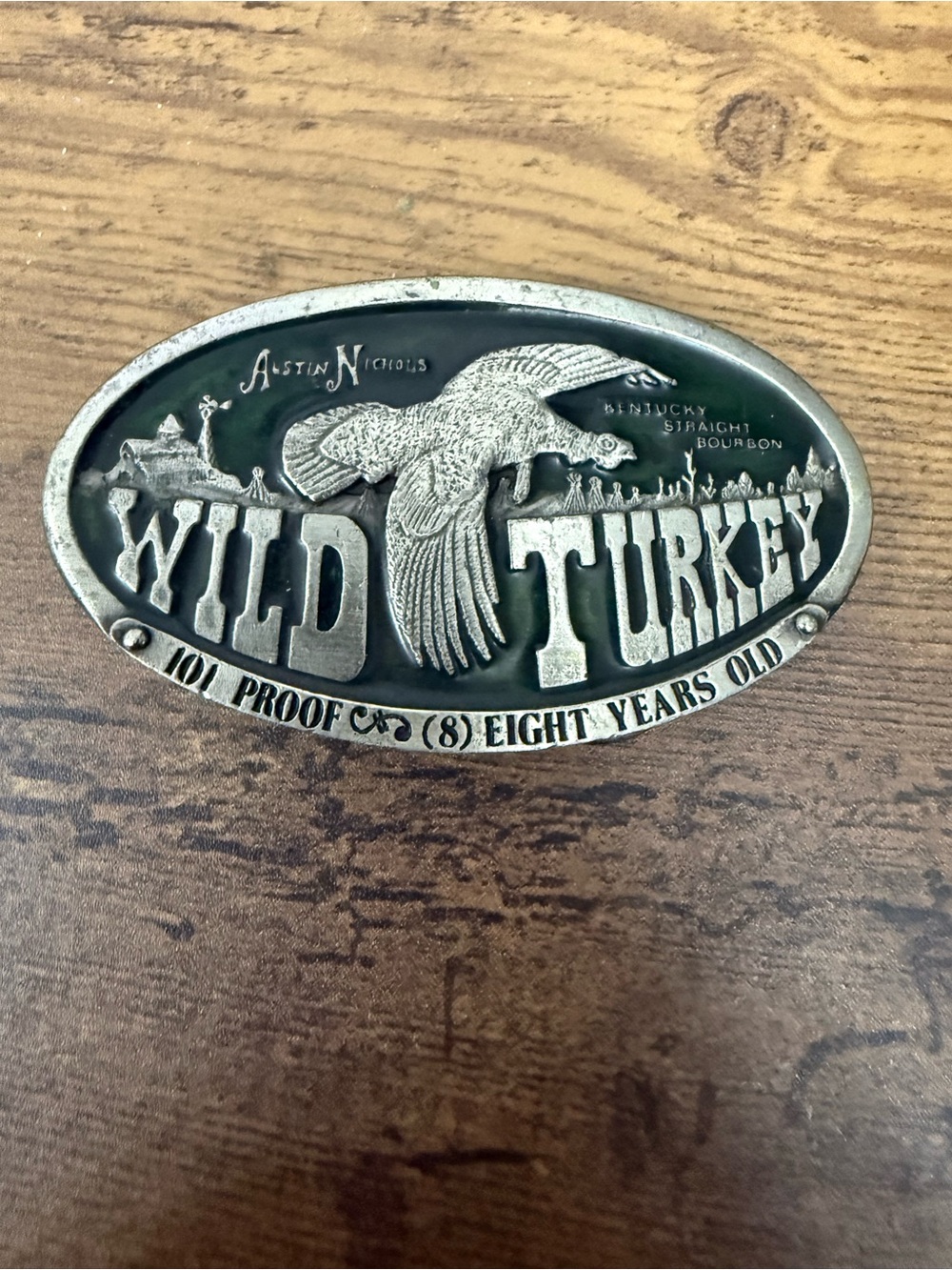 VTG 1974 Wild Turkey Bourbon Belt Buckle Bergamot Brass Works